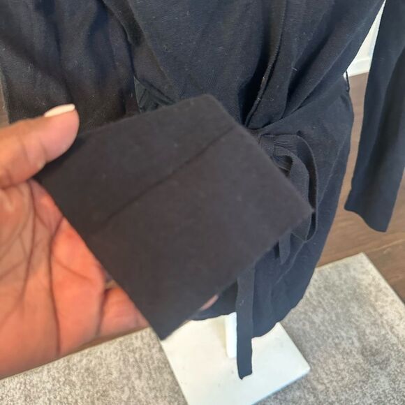 Karen Kane Black Long-line Faux Fur Cardigan Sweater M - Picture 4 of 8